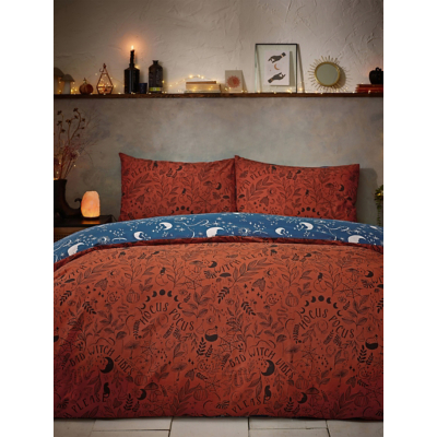 Furn. Witchy Vibes Reversible Double Duvet Cover Set, Orange