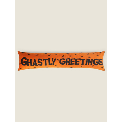Evans Lichfield Ghastly Greetings Velvet Halloween Draught Excluder in Orange