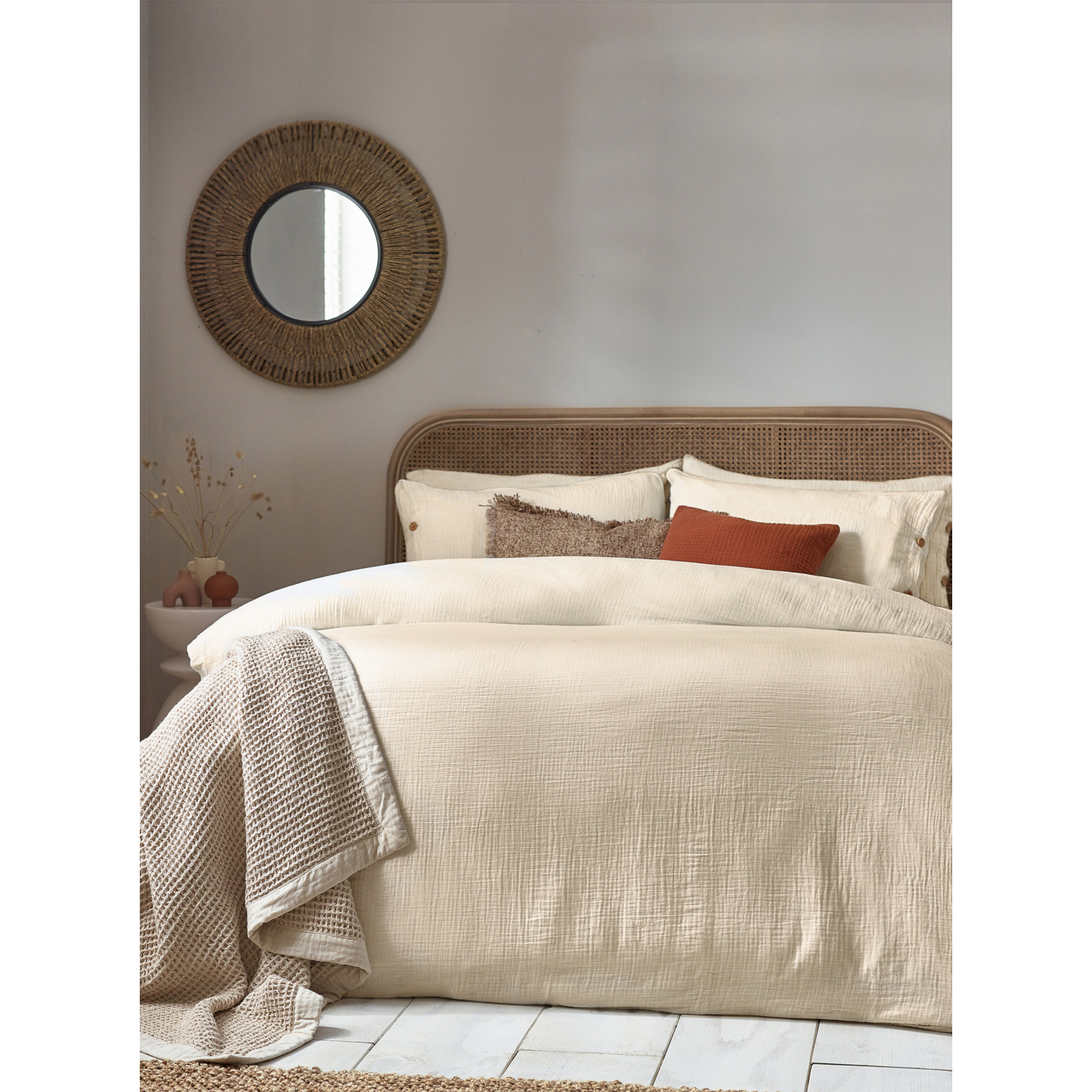 George Natural Yard Lark Muslin Cotton Duvet Cover Set