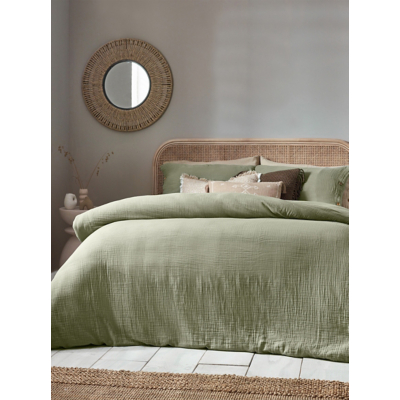 Yard Lark Muslin Cotton Single Duvet Cover Set Eucalyptus, Multi