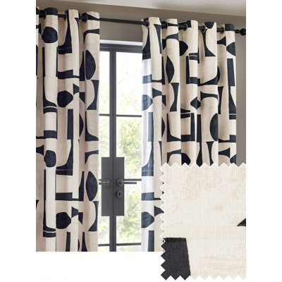 Hoem Carro Abstract 100% Cotton Lined Eyelet Curtains Dusk 117cm width 137cm drop, Multi