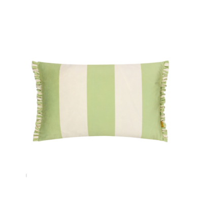 Furn Araya Striped Velvet Cushion in Green | Size: 30 cm x 50 cm