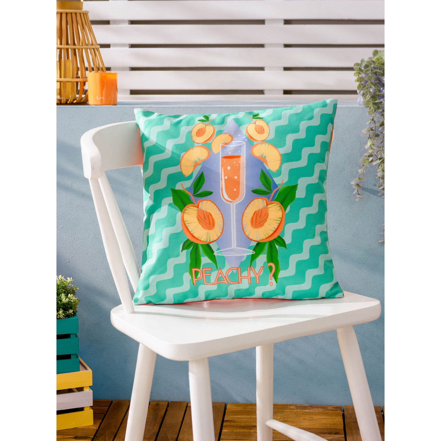 George Blue Furn. Peachy Abstract Outdoor Cushion