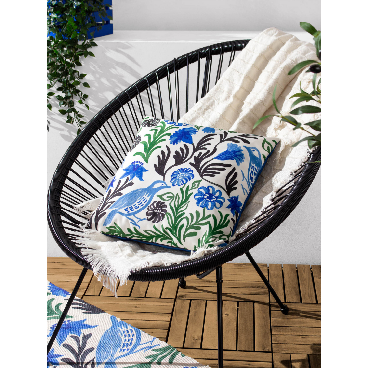 George Blue Furn. Aljento Floral Outdoor Cushion