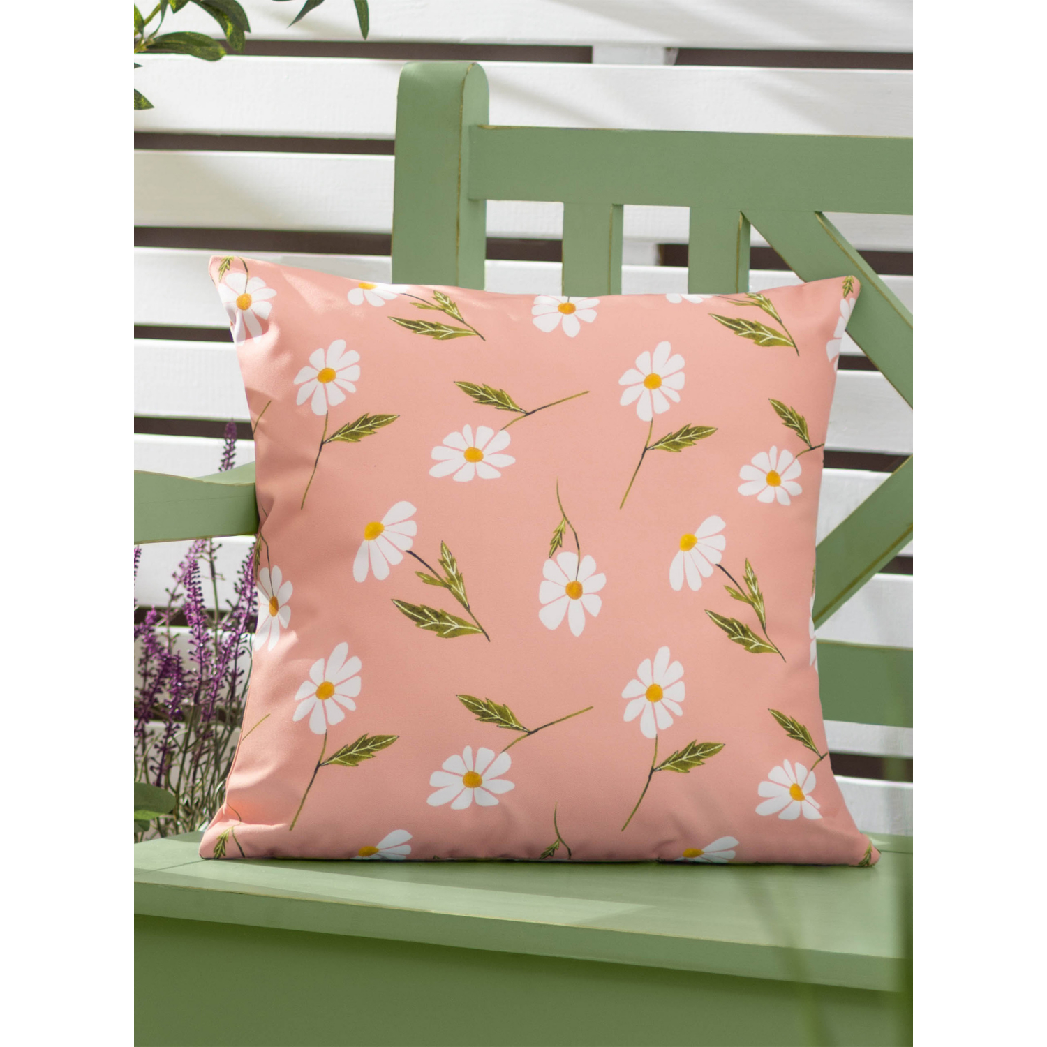George Pink Wylder Nature Daisies Floral Reversible Outdoor Cushion