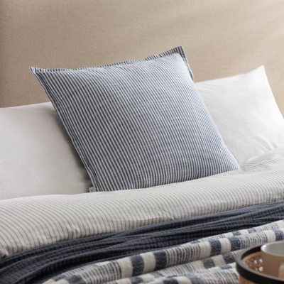 Yard Truro Stripe 100% Cotton Cushion Skyline, Blue