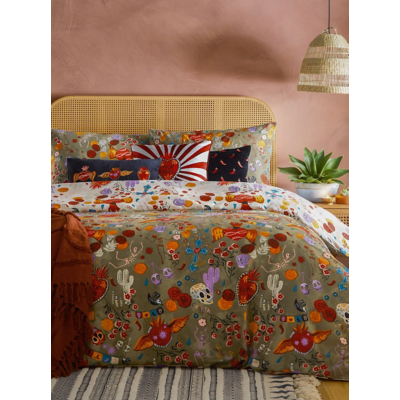 Furn La Vida Day of the Dead Reversible Duvet Cover Set Multicolour Double, Multi