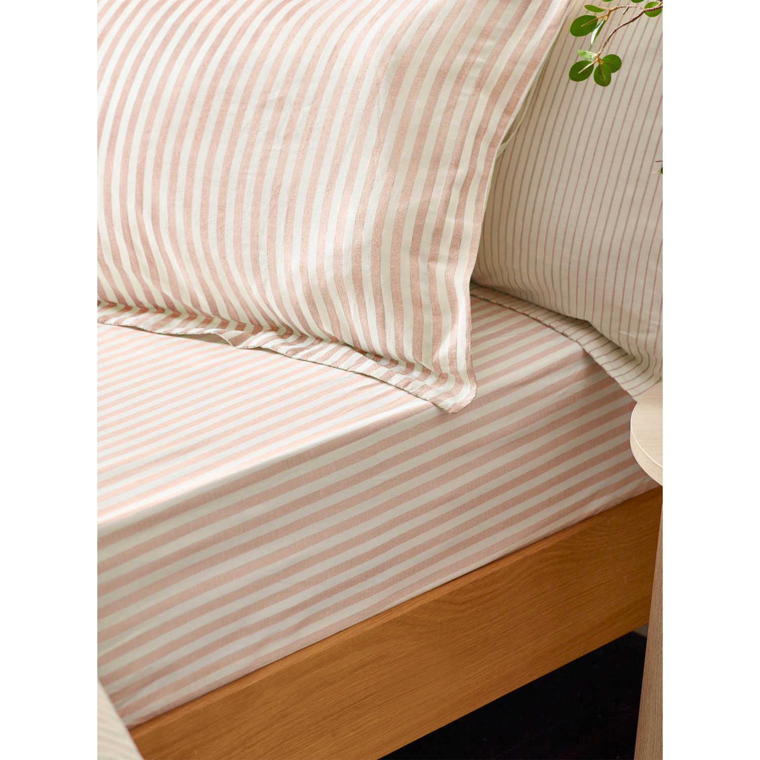 George Blush Hebden Striped 100% Cotton Fitted Sheet