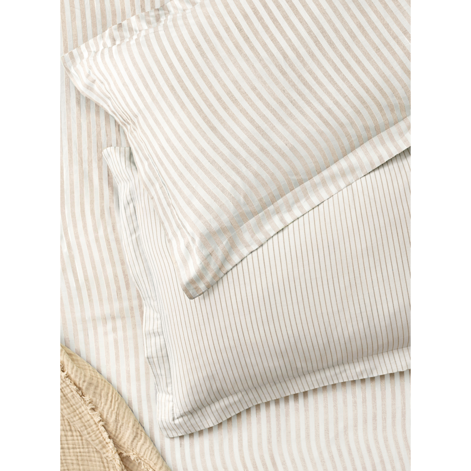 George Natural Hebden Mélange Stripe 100% Cotton Pillowcase Pair