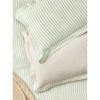 George Hebden Light Green Mélange Stripe 100% Cotton Pillowcase Pair - Light Green