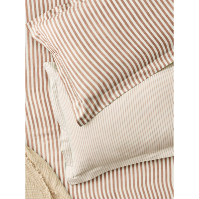 George Hebden Dark Brown Mélange Stripe 100% Cotton Pillowcase Pair - Dark Brown