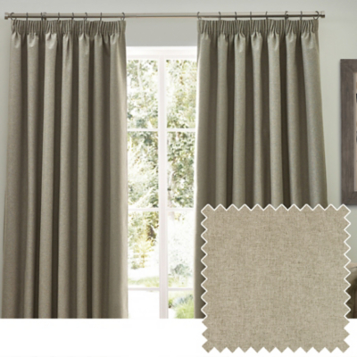 Furn Dawn Textured Blackout Pencil Pleat Curtains Natural 229Cm Width 183Cm Drop, Cream