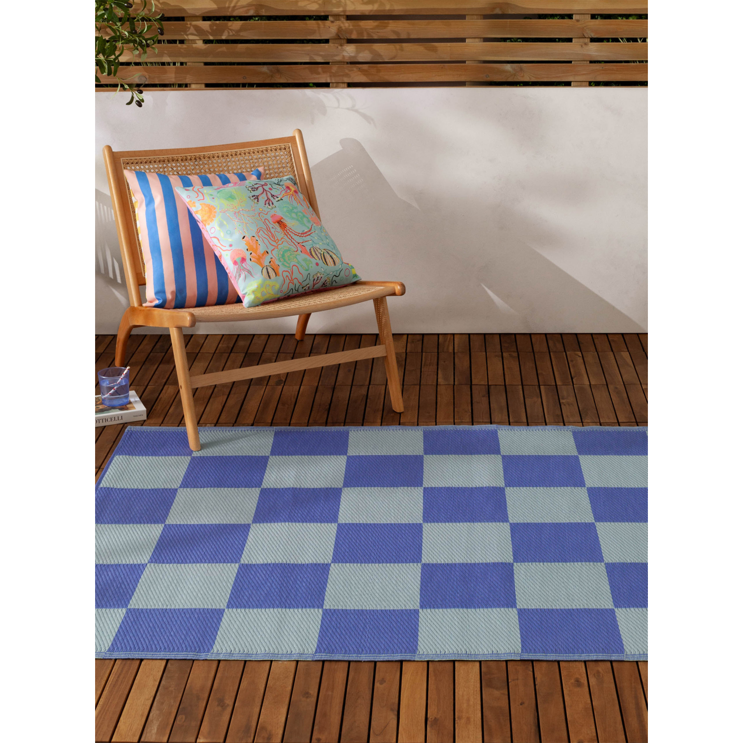 George Blue Furn Checkerboard Outdoor Rug