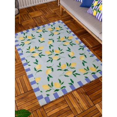 Furn. Lemons Printed Indoor/Outdoor Rug Blue 120 X 170Cm, Blue