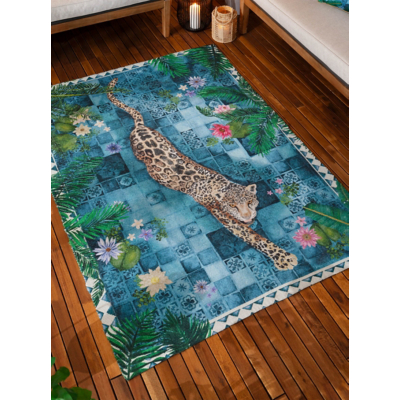 Paoletti Majorelle Printed Indoor/Outdoor Rug in Blue | Size: 120cm x 170cm