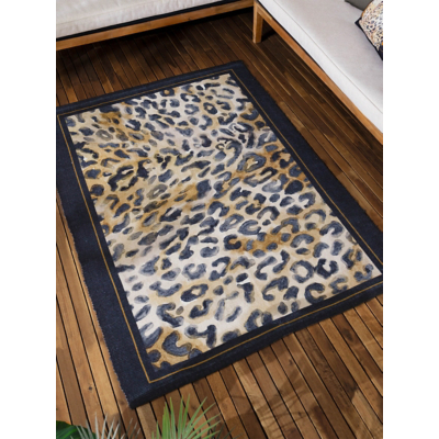 Paoletti Leopardis Leopard Printed Indoor/Outdoor Rug Black/Gold 120 X 170Cm, Black
