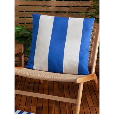 Furn. Deck Stripe Woven Filled Outdoor Cushion White/Blue 59 X 59Cm, White