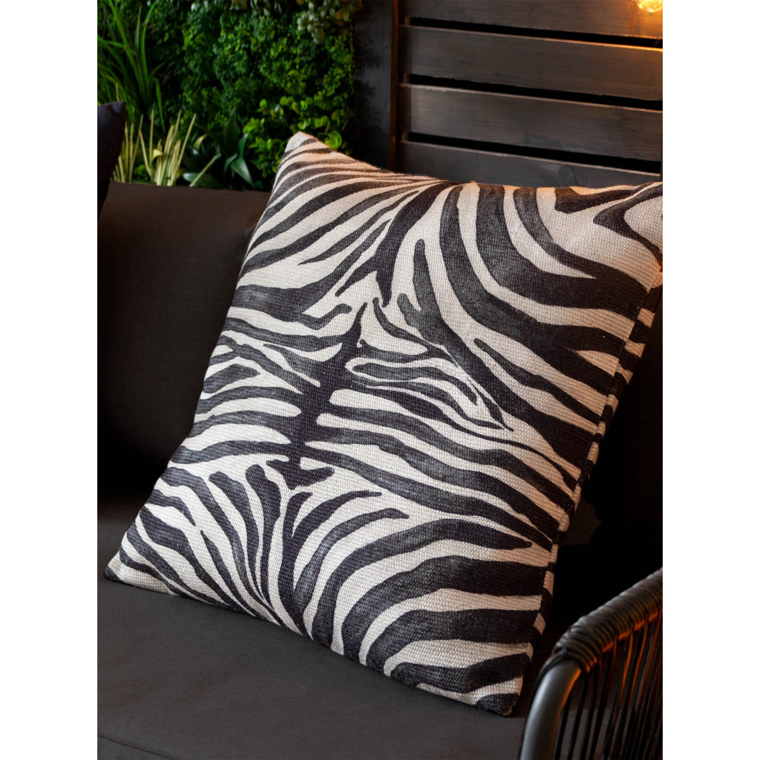 George Black & White Paoletti Leopardis Zebras Woven Outdoor Cushion