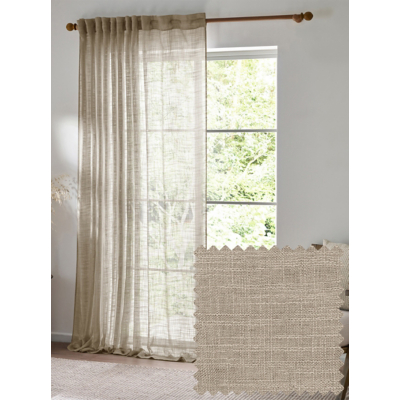 Yard Cirrus Woven Sheer Curtain Panel Linen 140Cm Width 250Cm Drop, White