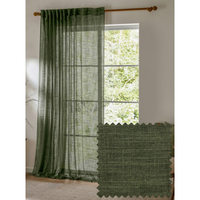 Yard Cirrus Woven Sheer Curtain Panel Forest 140Cm Width 250Cm Drop, Green