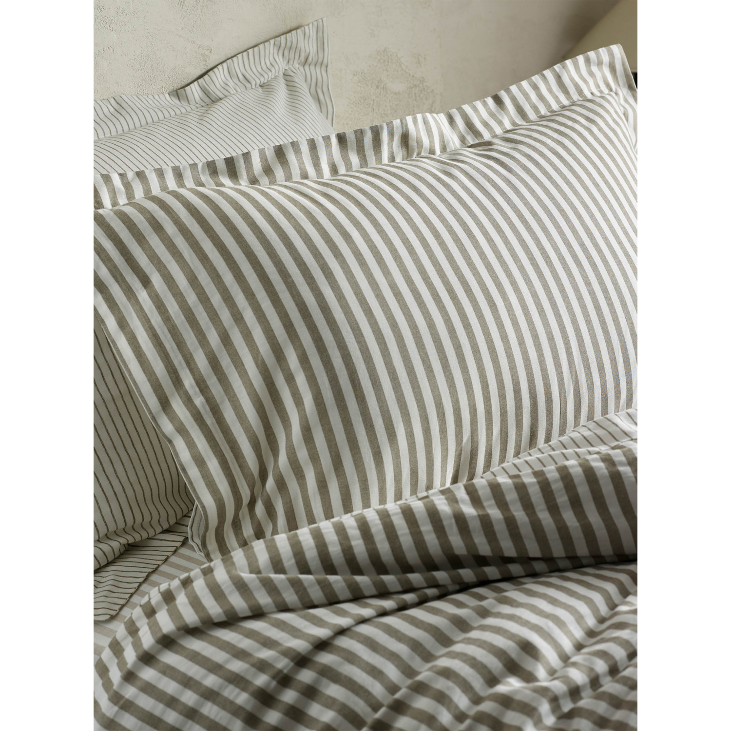 George Light Brown Hebden Mélange Stripe 100% Cotton Pillowcase Pair