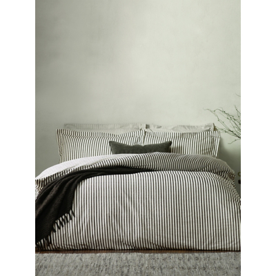 Yard Hebden Stripe 100% Cotton Duvet Cover Set, Double, Black, Black
