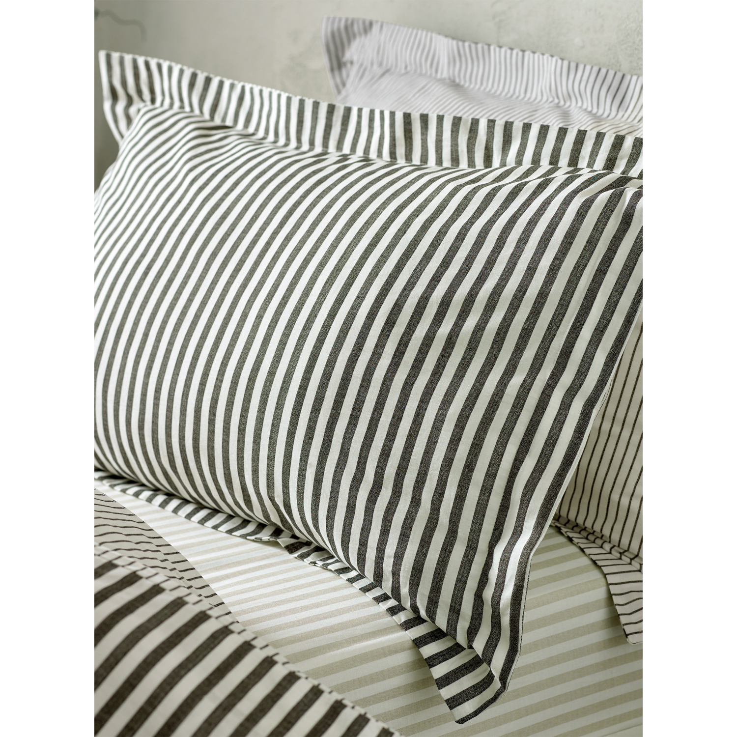 George Black Hebden Mélange Stripe 100% Cotton Pillowcase Pair