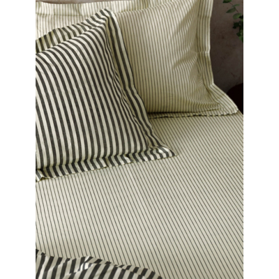 Yard Hebden Narrow Stripe 100% Cotton Fitted Sheet in Cream | Size: Single Fitted