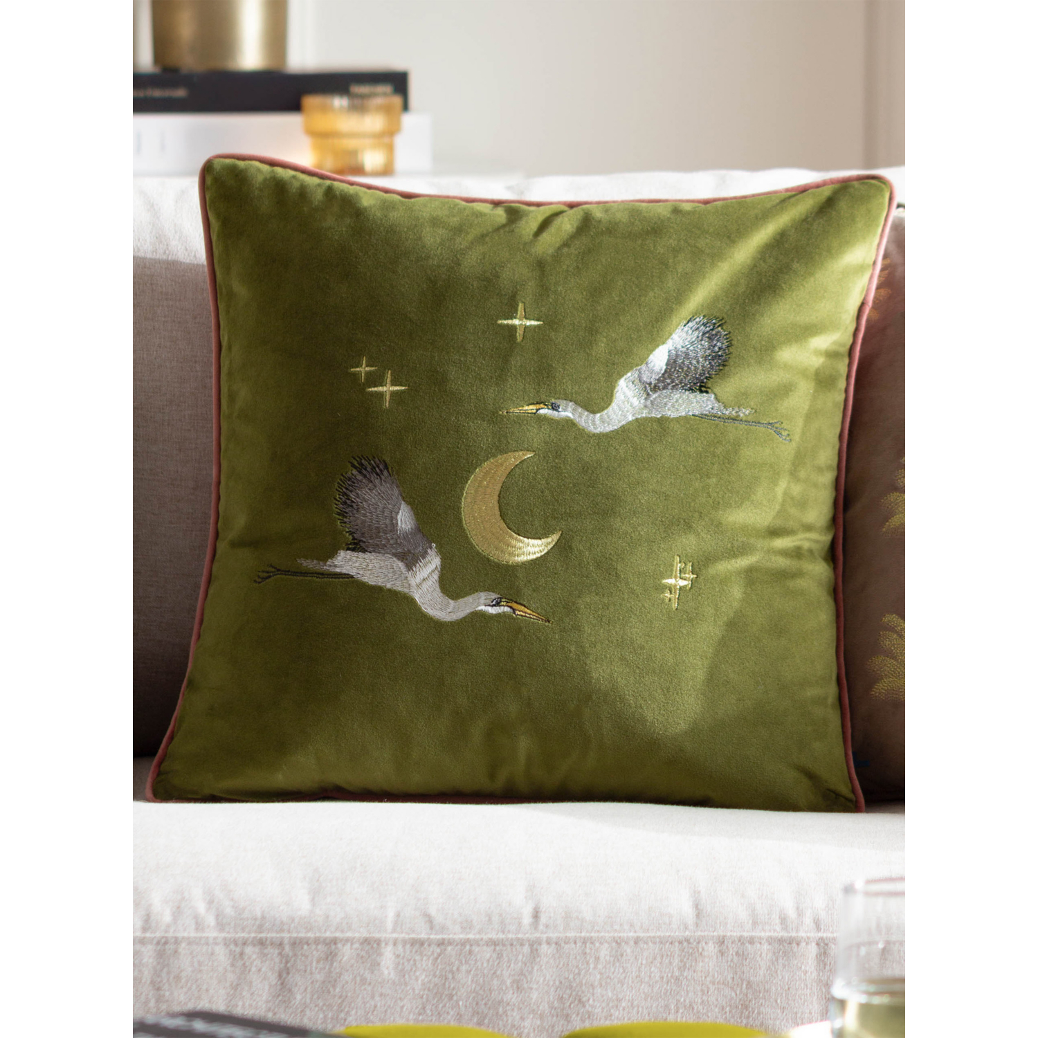 George Green Paoletti Moon Litflight Embroidered Velvet Cushion