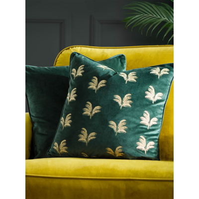 Paoletti Guilded Palms Embroidered Cushion in Emerald | Size: 45cm x 45cm