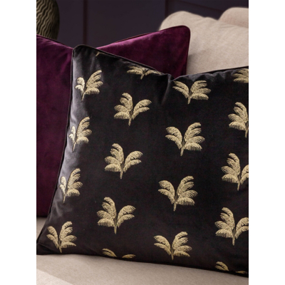 Paoletti Guilded Palms Embroidered Cushion in Black | Size: 45cm x 45cm