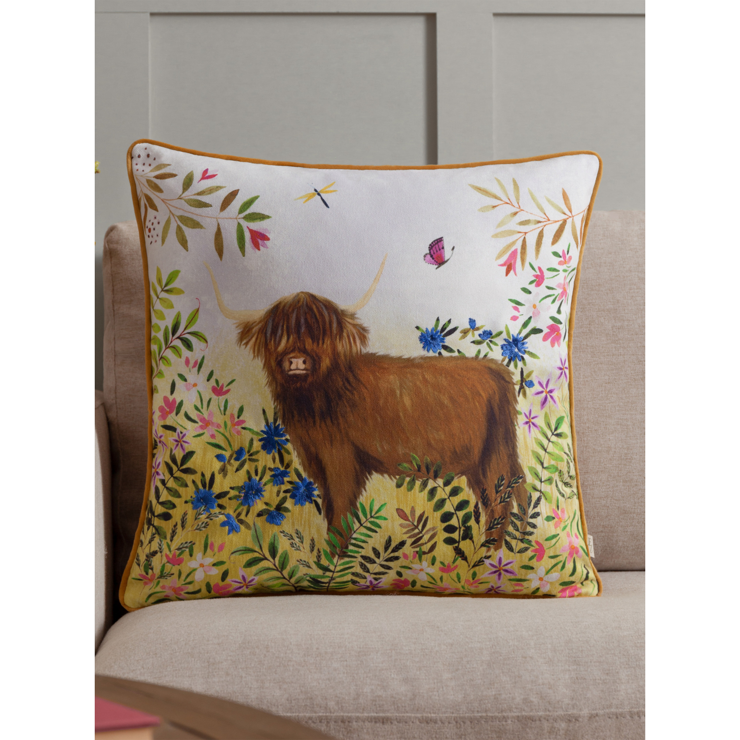 George Multi Evans Lichfield Daisy Hill Agnes Highland Cow Printed Cushion