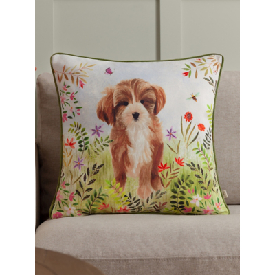 Evans Lichfield Daisy Hill Charlie Printed Cushion Multicolour/Green, Green