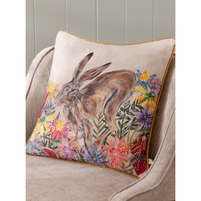 George Multi Wylder Country Wilds Blossom Hare Printed Cushion