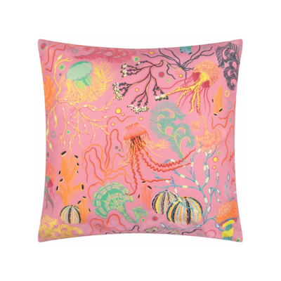 Furn. Reef Printed Filled Outdoor Cushion Pink 45 X 45Cm, Pink