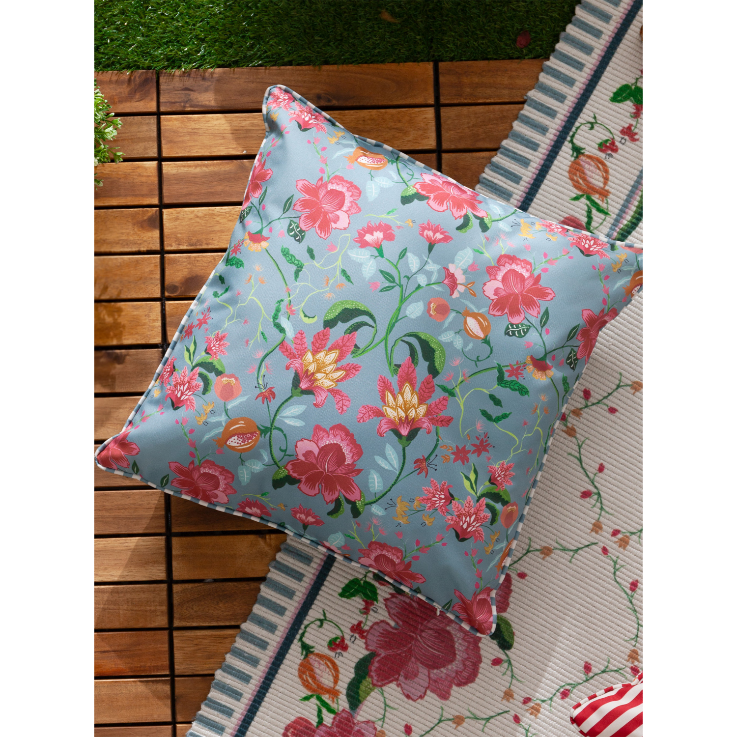 George Blue Wylder Claudia Floral Outdoor Cushion