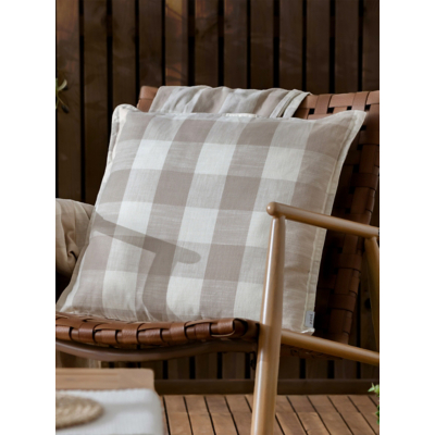 Yard Chesil Check 100% Cotton Filled Outdoor Cushion Natural 50 X 50Cm, Cream