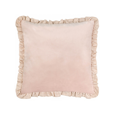 Wylder Solene Ruffle Matte Velvet Cushion in Pink | Size: 45 cm x 45 cm