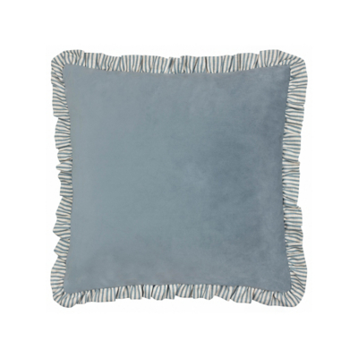 Wylder Solene Ruffle Matte Velvet Filled Cushion Blue 45 X 45Cm, Blue