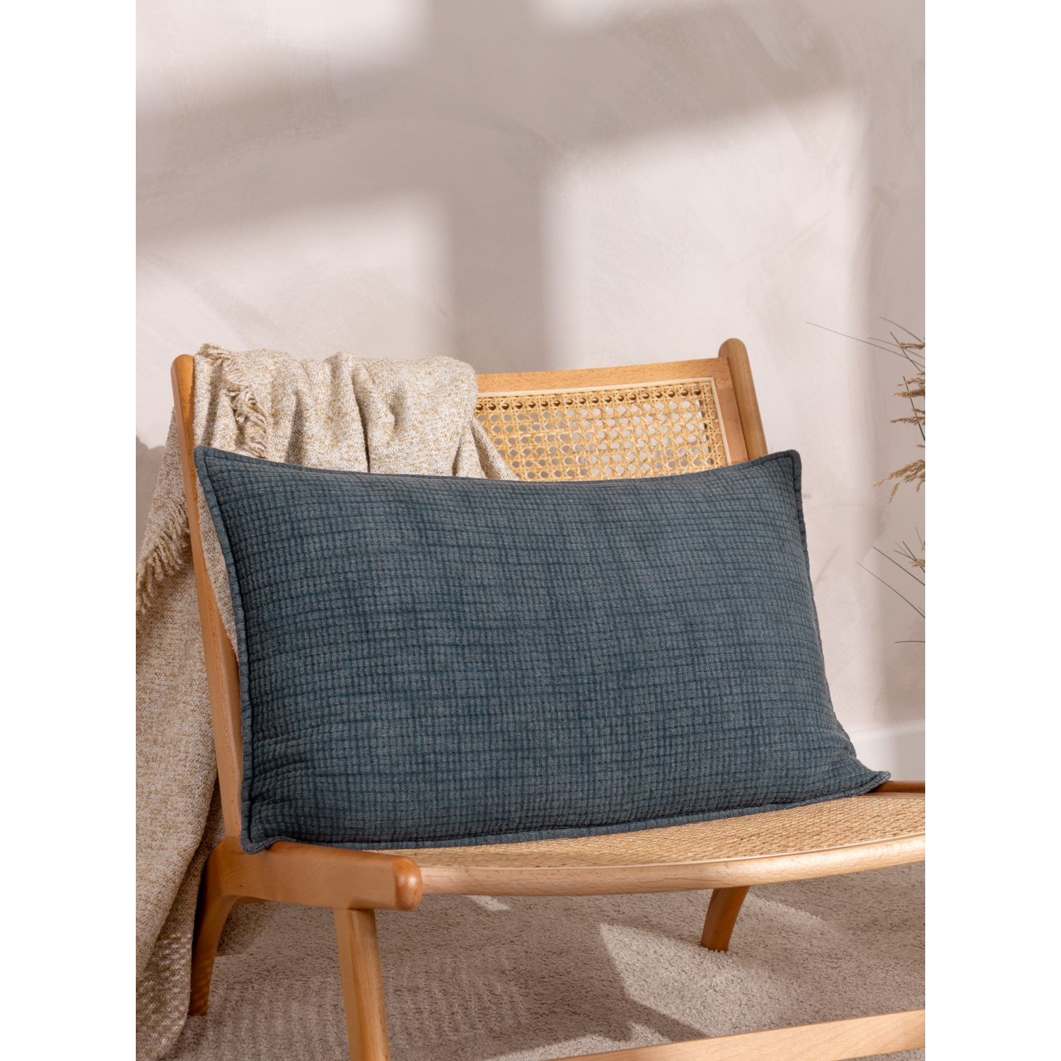 George Lagoon Blue Yard Ribble Blue Acid Wash Cushion