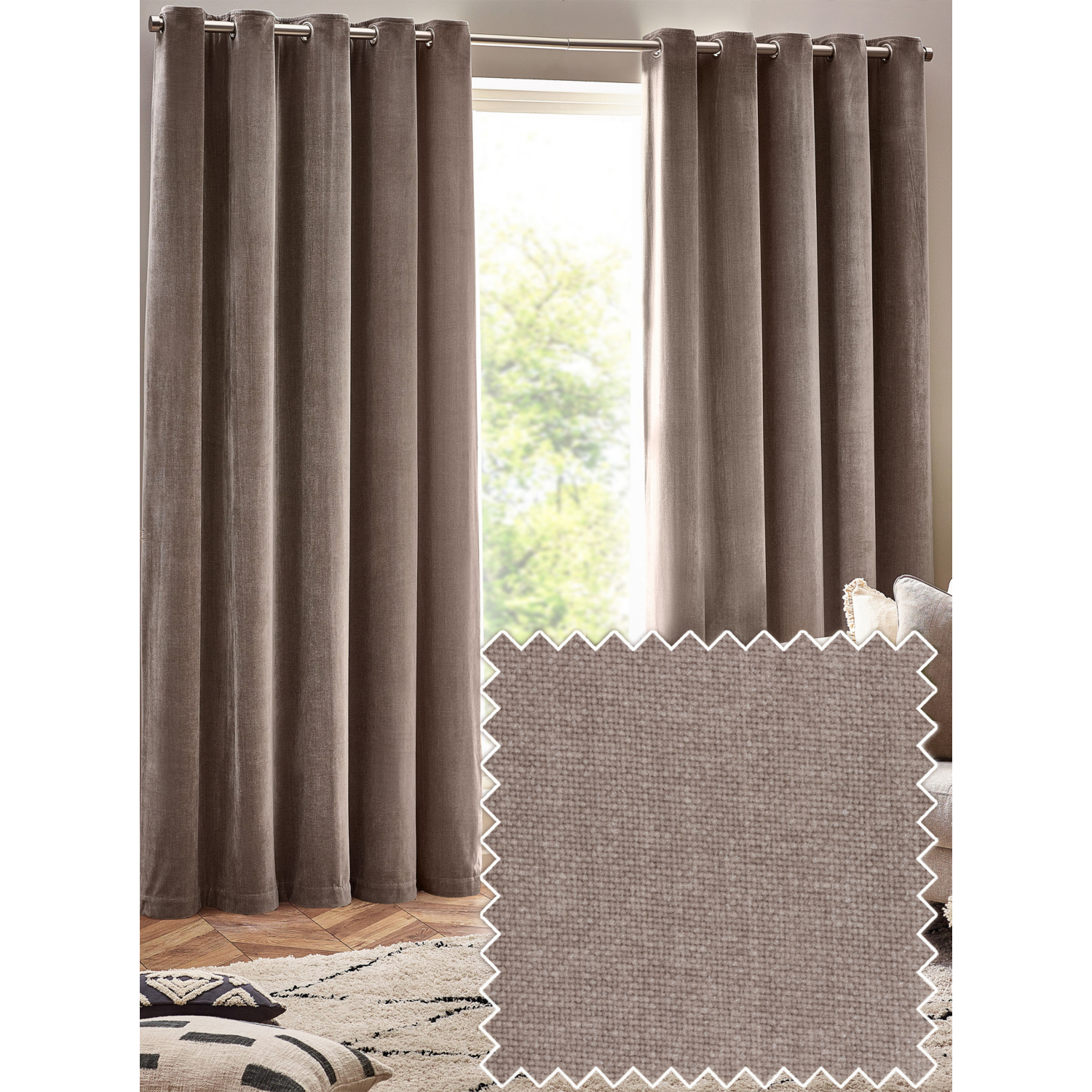 George Grey Yard Heavy Chenille Velvet Eyelet Curtains
