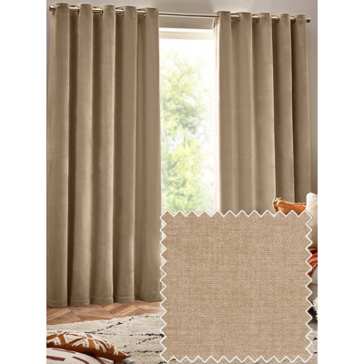 Yard Heavy Chenille Fully Lined Eyelet Curtains Natural 229cm width 183cm drop, Cream