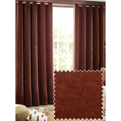 Yard Heavy Chenille Fully Lined Eyelet Curtains Nutmeg 229cm width 229cm drop, Red