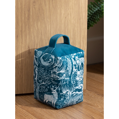 Furn Winter Woods Animal Velvet Door Stop in Midnight