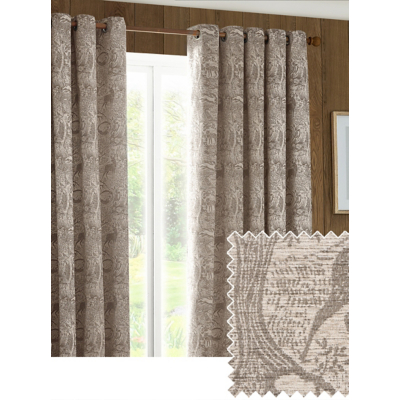 Furn Winter Woods Fully Lined Chenille Eyelet Curtains Taupe 229cm width 229cm drop, Multi