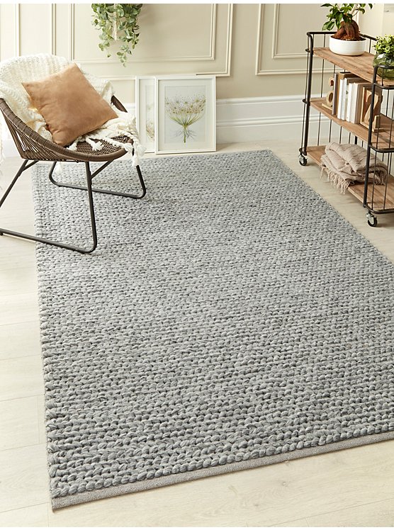 Textured-weave wool-blend rug - Light beige - Home All