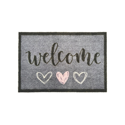 My Mat Nylon Indoor Pattern My Welcome Hearts 50X75, Grey