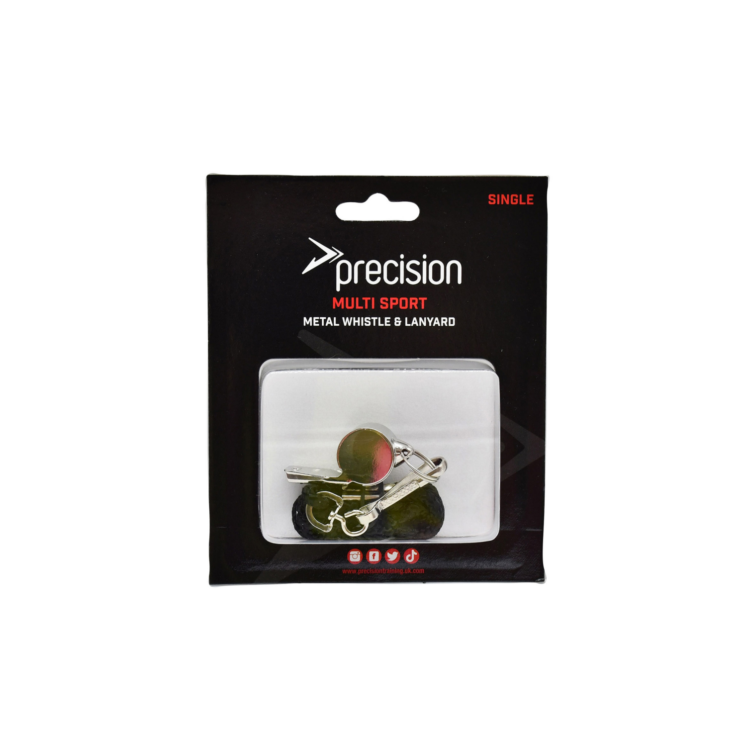 Stl Black Precision Metal Whistle & Lanyard (Single)