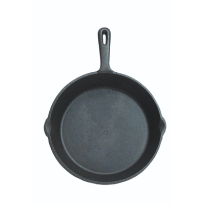 KitchenCraft Deluxe Cast Iron Grill Pan Round Plain 24cm (9.5"), Sleeved in Mid Grey