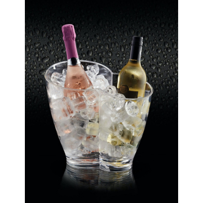 BarCraft Clear Acrylic Double Sided Drinks Cooler & Wine Bottle Ice Bucket